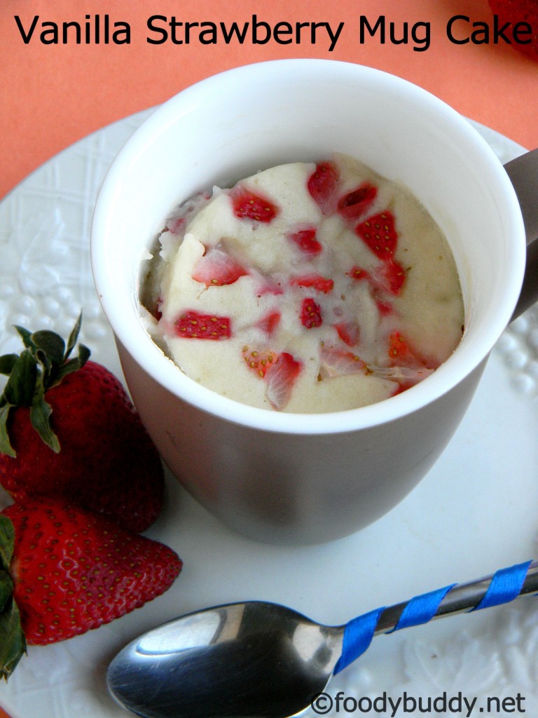 vanilla strawberry mug cake